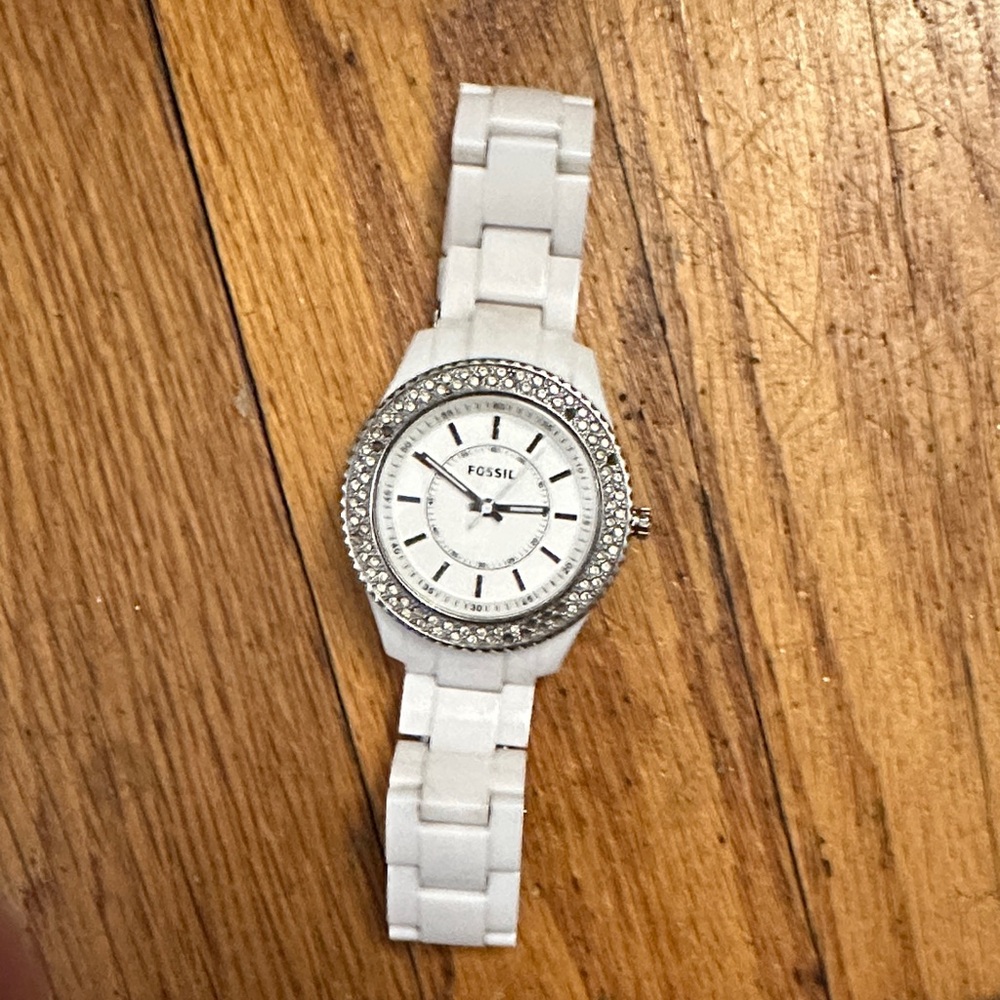 Fossil Women's White and Silver Watch
